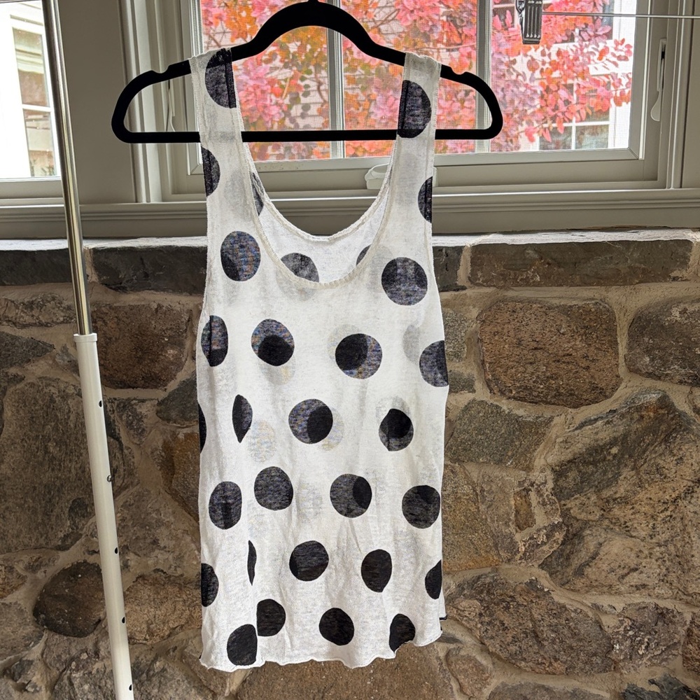 White Tank Top with Black Polka Dots